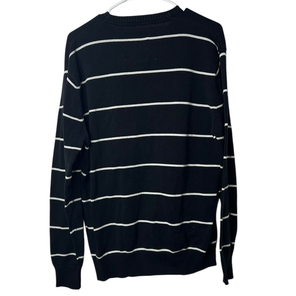 Angelo Litrico Men’s XL Black & White Striped V-Neck Pullover Sweater‎ - Picture 3 of 5